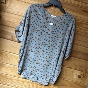 Jodifl Stylish Gray and Brown Women's Short Sleeve Top Size S